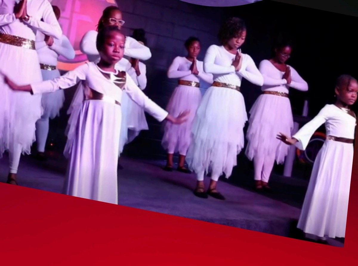 Youth dancers in white — reverent line
